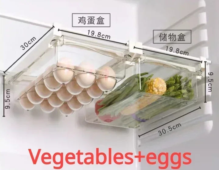 NEW Refrigerator Drawer Plastic Clear Fridge Organizer Slide Under Shelf Drawer Box Rack Holder Kitchen Fruit Food Storage Box