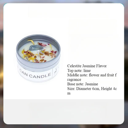 Scented Candle Crystal Stone Dry Flower Silver Tin Candle Hotel Wedding Ceremony Candle