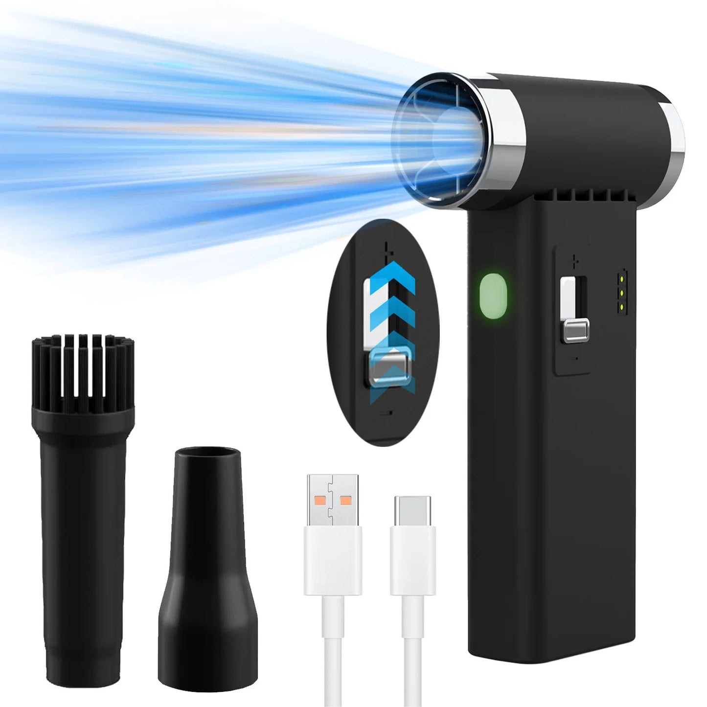 Mini Cordless Hair Dryer Multifunctional Electric Air Duster Hair Dryer Travel Portable USB Rechargeable Negative Ion Hair Dryer