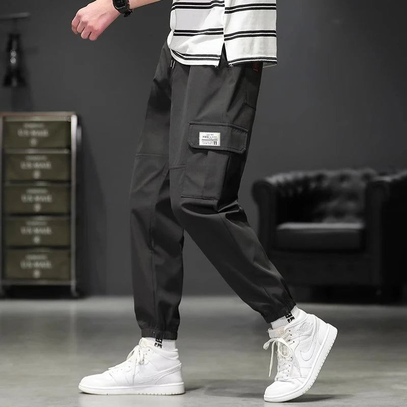 Classic Design Multi Pocket Cargo Pants, Men's Casual Loose Fit Drawstring Cargo Pants/Joggers For Spring Summer Outdoor