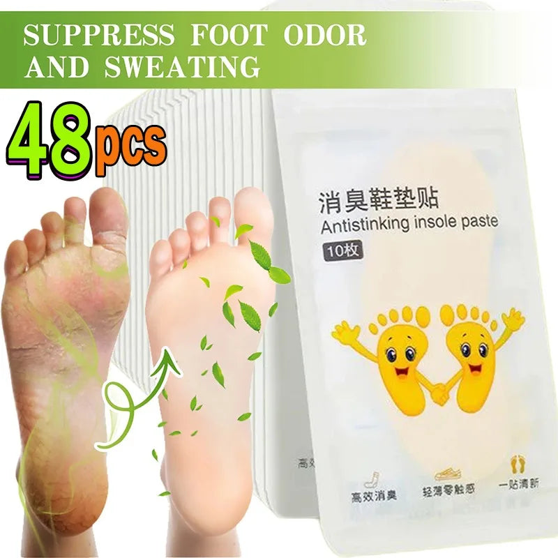 48pcs Shoes Deodorant Sticker Deodorant Foot Odor Deodorants Sneaker Smell Fresh Fruity Aroma Insole Sterilization Sticker Pads