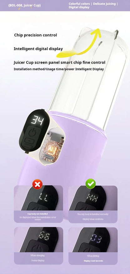 500ML Portable Blender with Lid Rechargeable Wireless Orange Juicer 16 Stainless Blades USB Smoothie Vegetables Fruits Mixer