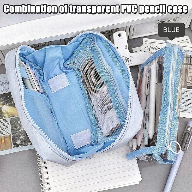 School Essential Large Capacity Pencil Pouch, Adorable Canvas Cosmetic Bag, Student Supply, Ideal Gift