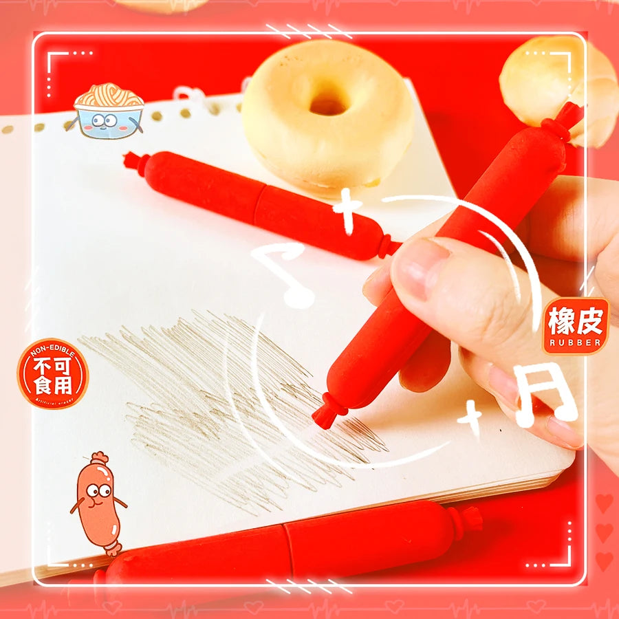 school teacher gift back to school supplies Aesthetic cute stationery Kawaii object funny erasers Sausage rubber cute things