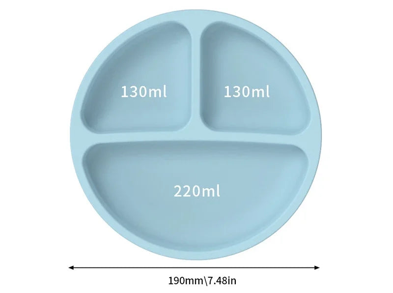 Food Grade Silicone Child Dish Set Baby Feeding Bowl Suction Plate Straw Cup Wooden Spoon Fork for Kids Tableware Toddler Dishes