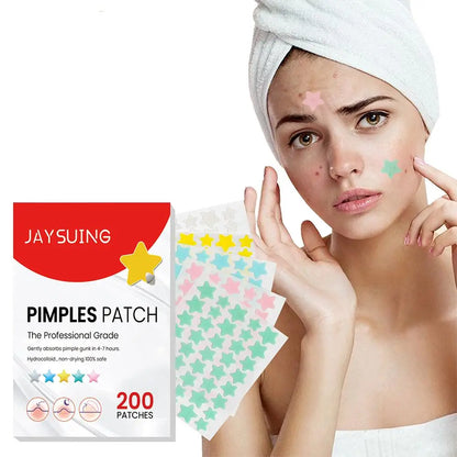 200pcs Star Shape Pimple Patches Colorful Hydrocolloid Pimple Healing Sticker Cute Strong Absorption Zit Patches Face Care