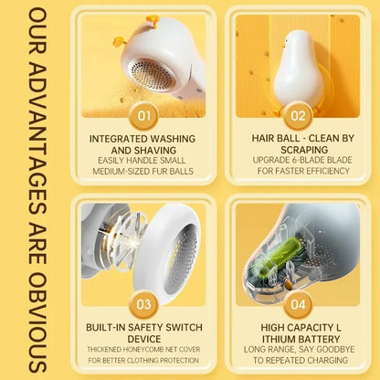 Lint Remover For Clothes Usb Electric Rechargeable Hair Ball Trimmer Fuzz Clothes Sweater Shaver Reels Removal Device ﻿Cute Duck