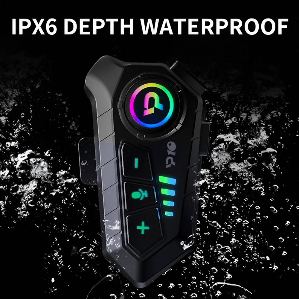 Bluetooth Motorcycle Helmet Headset 5.3 Wireless IPX6 Waterproof Noice Reduction Earphone 2000mah Long Standby Handsfree