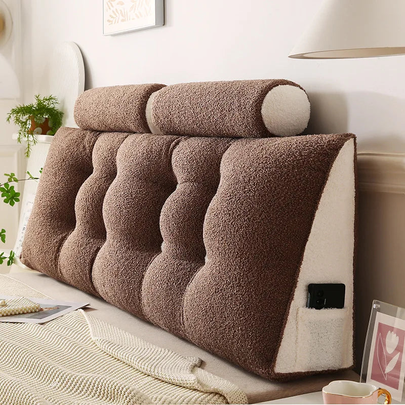 Headboard Pillow Lambswool Triangle Cushion Backrest Pain Relief Sofa Waist Cushion Wedge Sleeping Pillows for Bed Decorative 이불