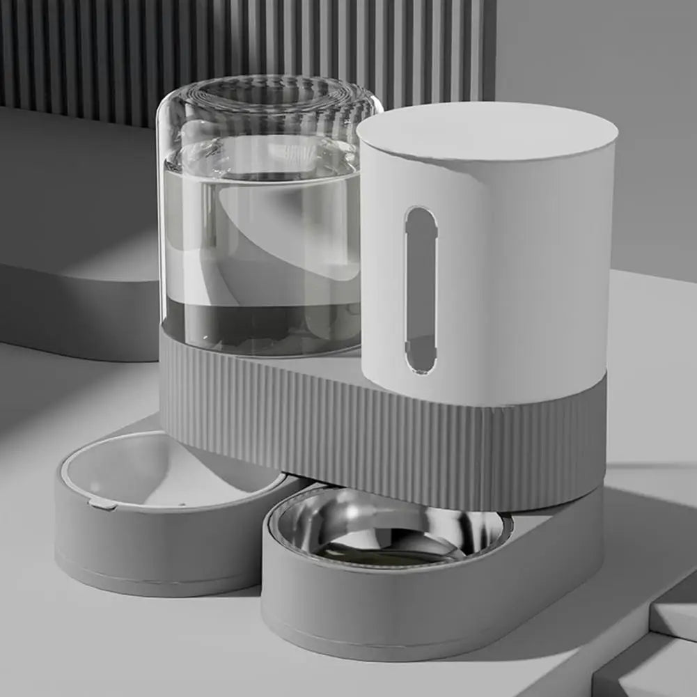 Automatic Cat Feeder Automatic Pet Feeder Water Dispenser Set for Cats Dogs 2-in-1 Food Bowl with Stainless Steel Insert