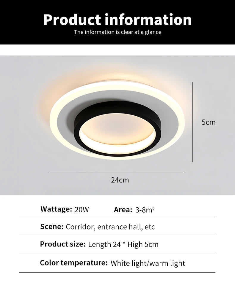 Modern Minimalist Decorative Ceiling Ceiling Lamp Bedroom Living Room Kitchen Aisle Interior Creative LED Round Lighting Lamps