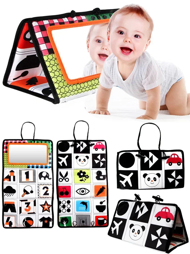 Black and White Newborn Mirror Toys Baby Tummy Time for Babies Montessori Development Crawl High Contrast Activity Sensory Toy