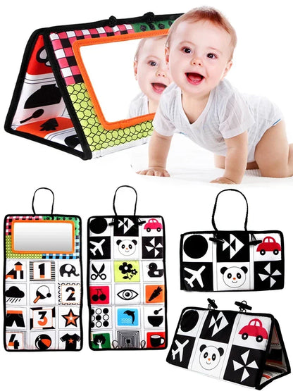 Black and White Newborn Mirror Toys Baby Tummy Time for Babies Montessori Development Crawl High Contrast Activity Sensory Toy