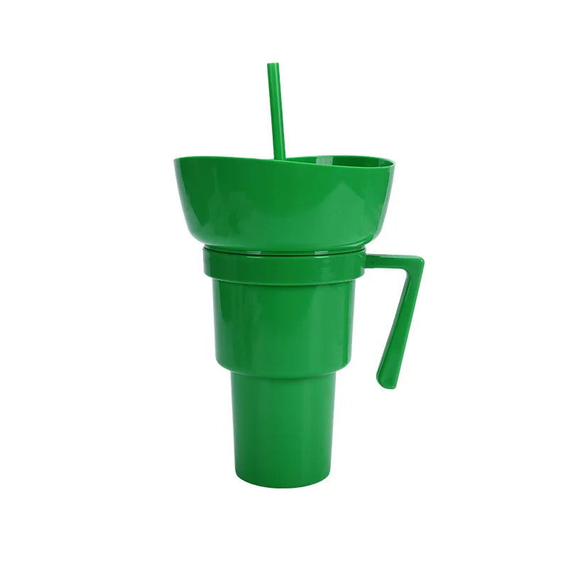 2-in-1 Silicone Beverage Cola Cup With Snack Tray Bowl Straw for Popcorn and Snacks at Cinemas Dropshipping Sourcing Wholesale