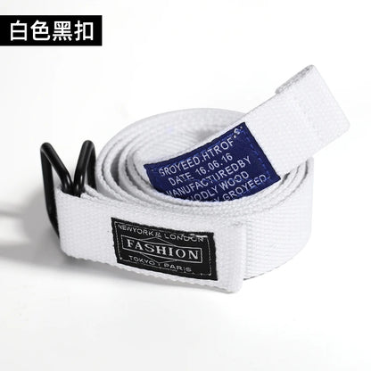 Double-loop belt men and women belt INS double-loop tide double-loop canvas Korean version of young students casual outdoo