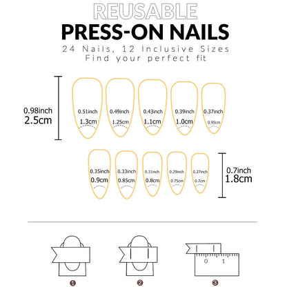 ARTAUG 24PCS Medium Stiletto Pink Press On Nails Full Cover Fake Nail Set Press On Nails Love Design handmade Press On Nails