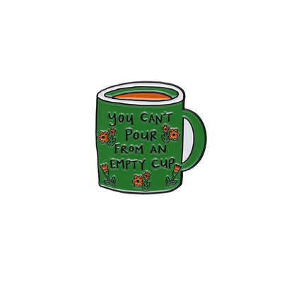 Creative Coffee Enamel Brooch Spaceship Coffee Elements Need By Coffee Power Books Cat Coffee Cups Metal Badge Lapel Pin Jewelry