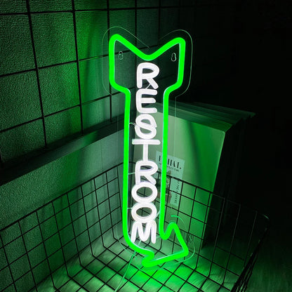 LED Rest Room Neon Sign For Wall Decor,  Bathroom Hotels, Bars, Hospitals, Homes And Other Places With Toilets,USB Powered.