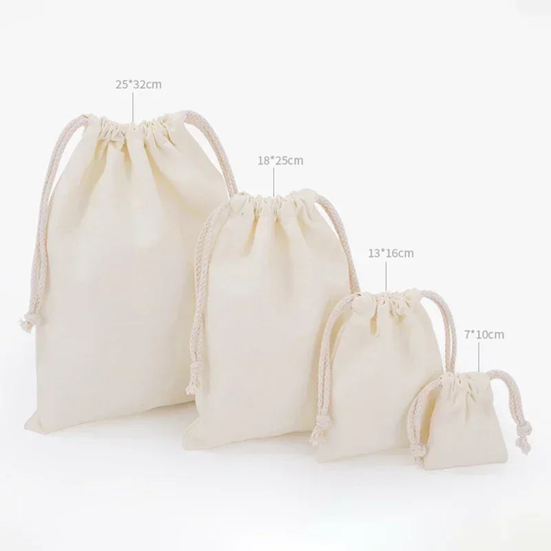 Reusable Drawstring Storage Bags, Organizer Pouch for Jewelry, Toys, Cosmetics Cotton Linen Drawstring Pouches Dustproof Sacks