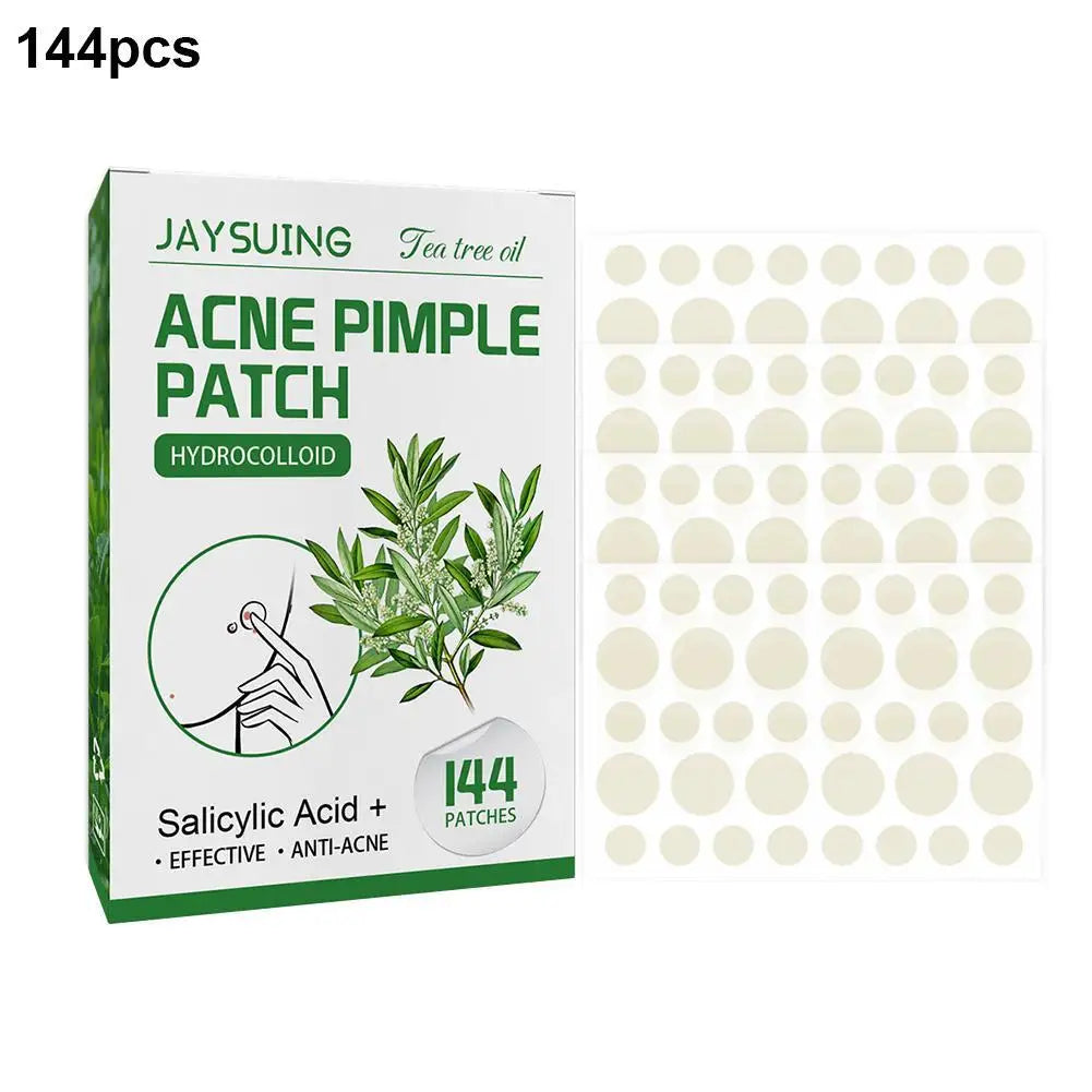 144pcs Acne Pimple Patches Translucent Matte Hydrocolloid Salicylic Acid Tea Tree Oil For Inflamed Acne Improve Whiteheads