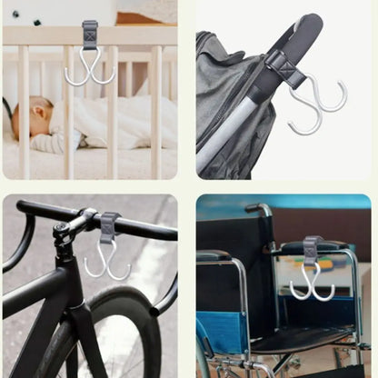 Cute S Shape Baby Stroller Hooks Double Hook PU Hanging Hook Cart Organizer Solid Color Stroller Accessories Baby