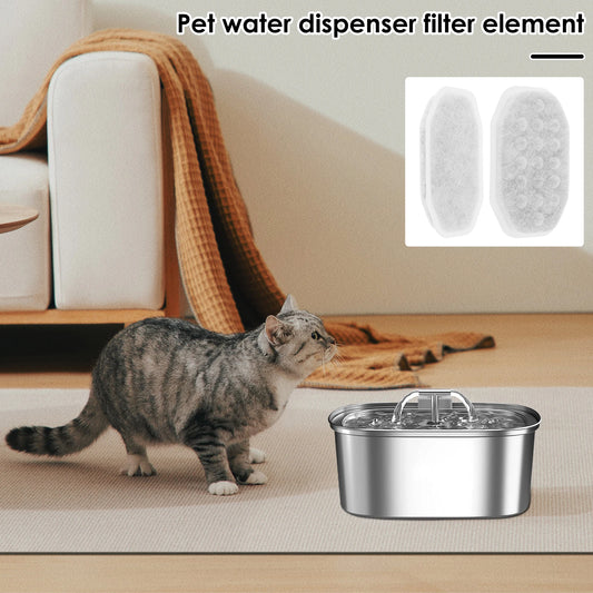 Pet Water Fountain Filter Replacement and Sponge 3 Filtration System Compatible with 3.2L Stainless Steel Cat Water Fountain