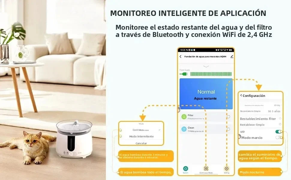 AQHH App Control Cat Water Fountain Wireless Pump Pet Water Fountain Inside Automatic Smart Fountain fuente de agua para gato