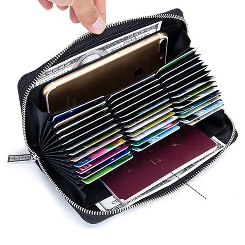 Women RFID Blocking Wallet Genuine Leather Anti Theft 36 Card Holders Women Wallets With Phone Case Clutch Bags Coin Purse Girl