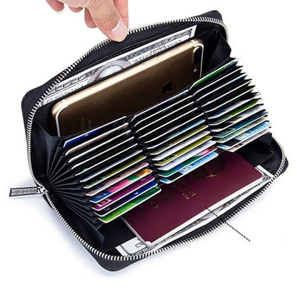Women RFID Blocking Wallet Genuine Leather Anti Theft 36 Card Holders Women Wallets With Phone Case Clutch Bags Coin Purse Girl