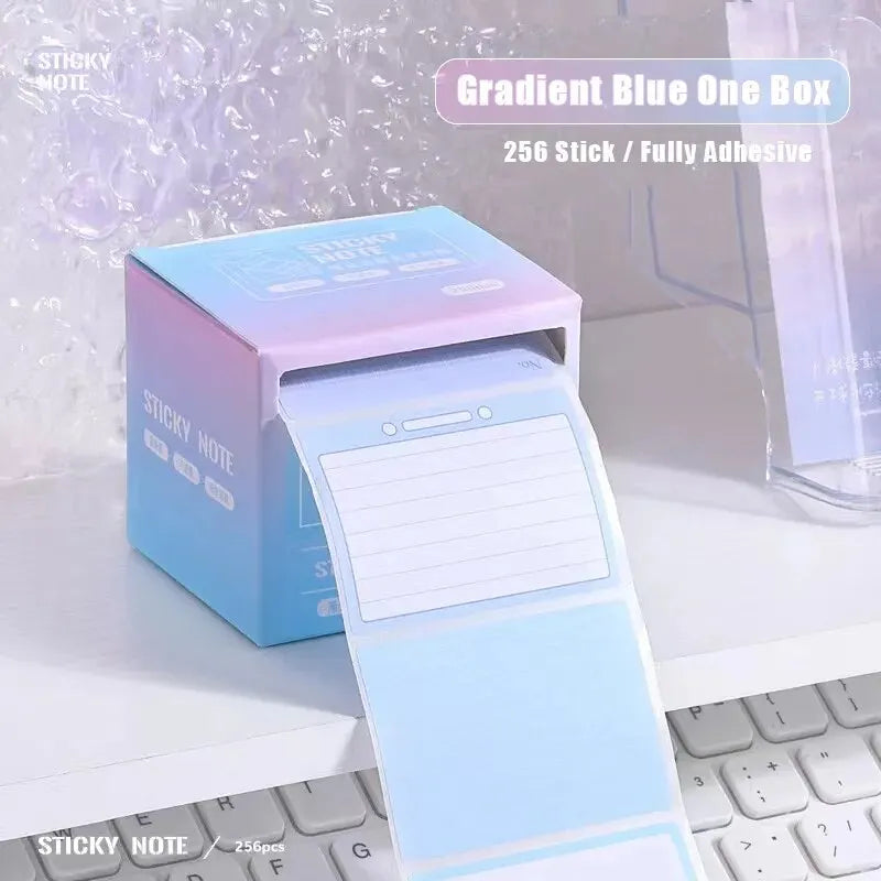 256pcs/Box Pull-out Sticky Notes Fully Adhesive Tearable Sticky Notes Stickers 8 Formats Ideal for Office Student and Home Use!