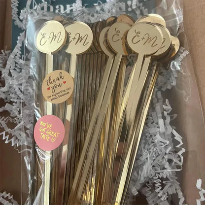 20 -100PCS Engraved Personalized Acrylic Stirrer Wedding Drink Stirrers Custom Cocktail Stirrers Custom Drink Stirrers For Party