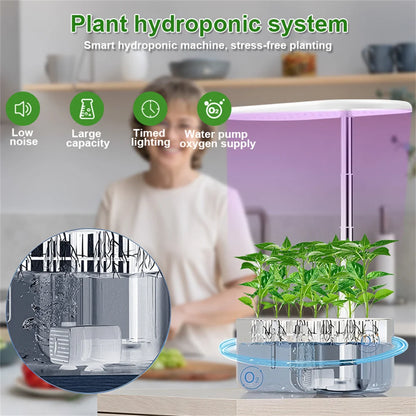 Hydroponics Growing System Indoor Garden Herb Garden Kit Indoor with LED Grow Light Quiet Smart Water Pump Automatic Timer Plant