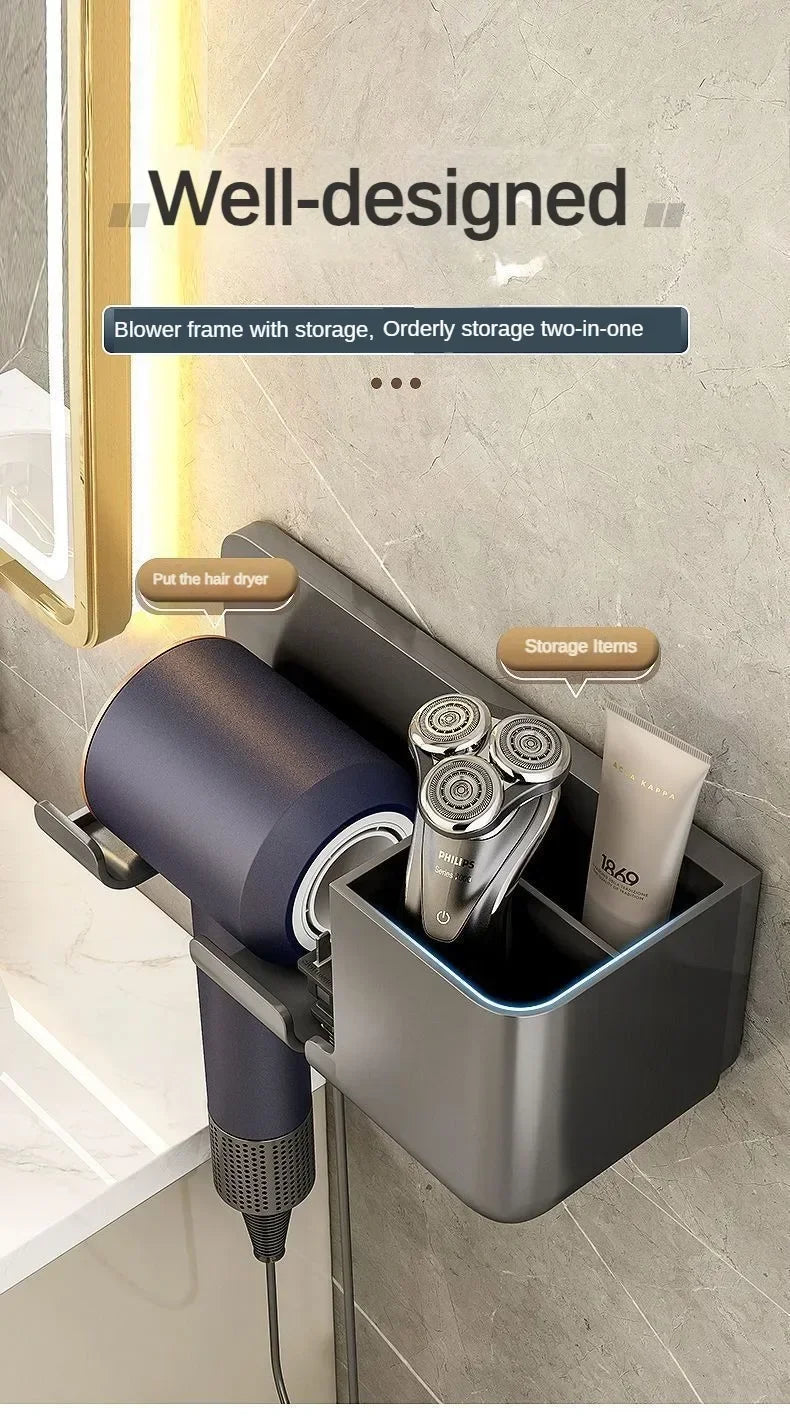 Wall-mounted hair dryer rack No punching hair dryer rack Toilet hair dryer bracket Bathroom hair dryer hanger