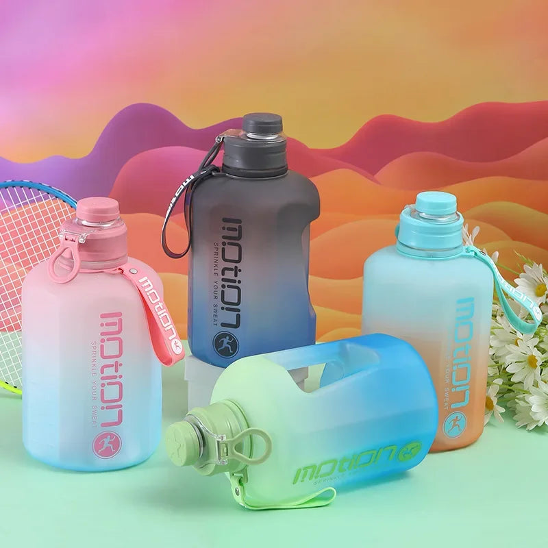 2 Liter Sports Water Bottle With Straw Large Capacity Fitness With Scale Gradient Kettle Outdoor Plastic Portable Water Bottle