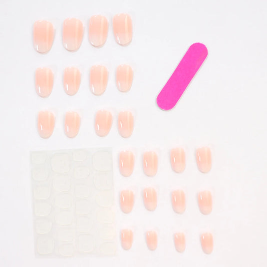 ARTAUG 24PCS Medium Almond Fleshcolor Press On Nails Fake Nails Pink Summer Nails Press On Nails Detachable Reusable Girl Gift