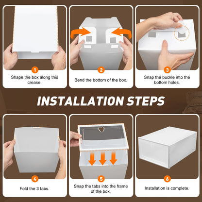 20Pcs Foldable Shoe Storage Boxes with Lids Transparent Stackable Containers Drawer Style PP Plastic Shoe Organizers