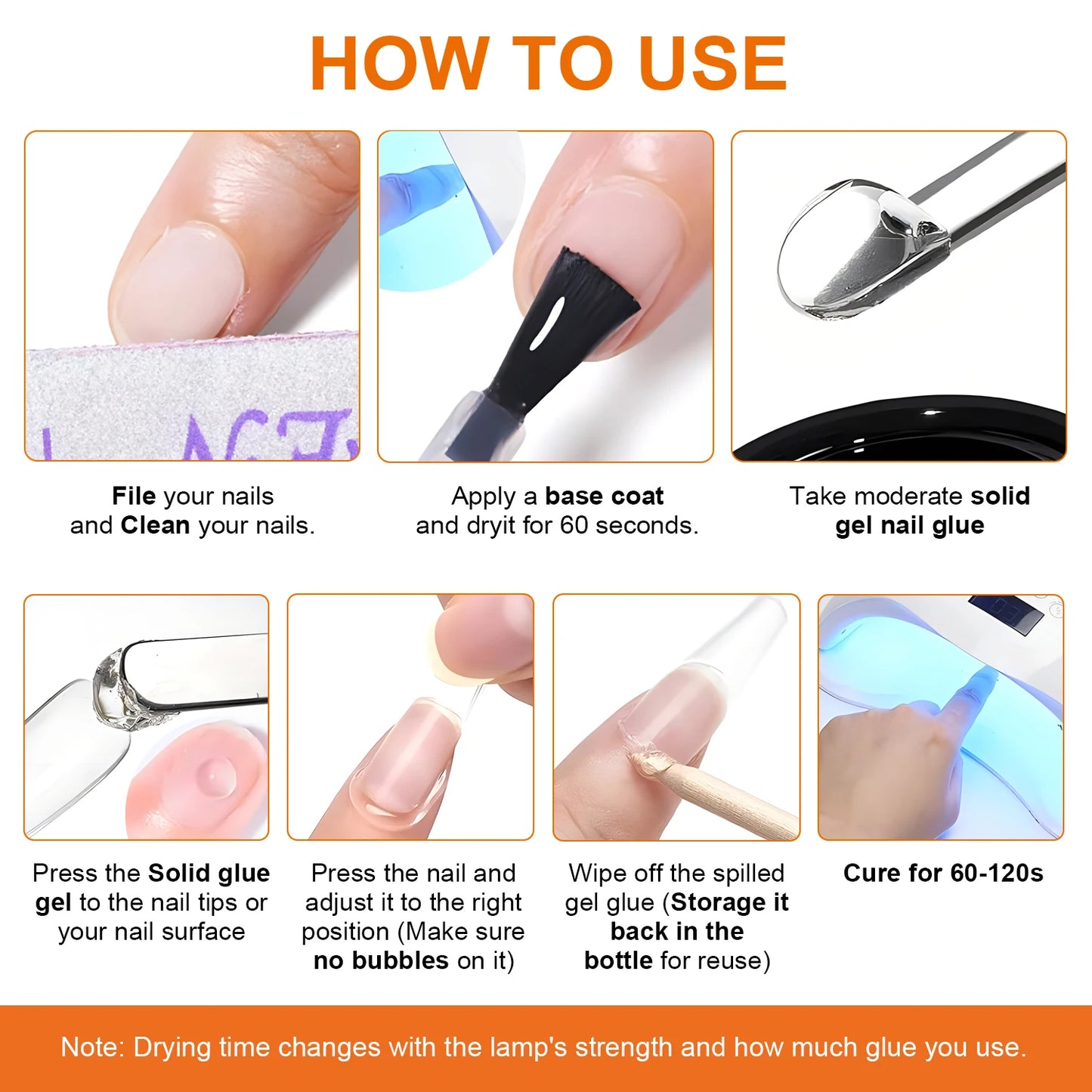 8g Multifunctional Solid Nail Tips Gel - Non-Stick Hand Nail Gel Rhinestone Gel Glue For DIY Manicure At Home