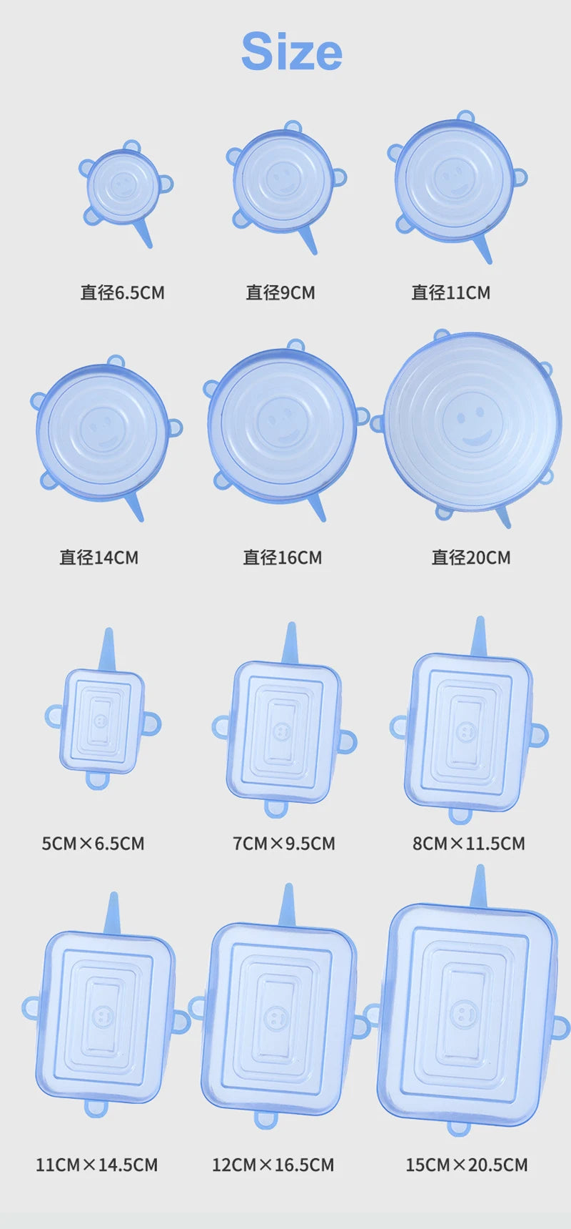 6pcs/set Silicone Cover Stretch Lids Reusable Airtight Food Wrap Covers Keeping Fresh Seal Bowl Stretchy Wrap Cover