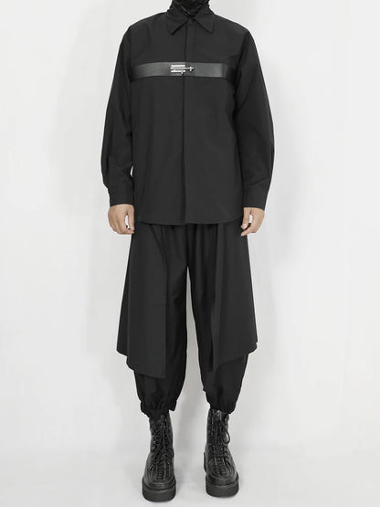 Men's shirt original 2023 new niche design feeling young men's fashion leisure loose black long sleeve shirt in the autumn