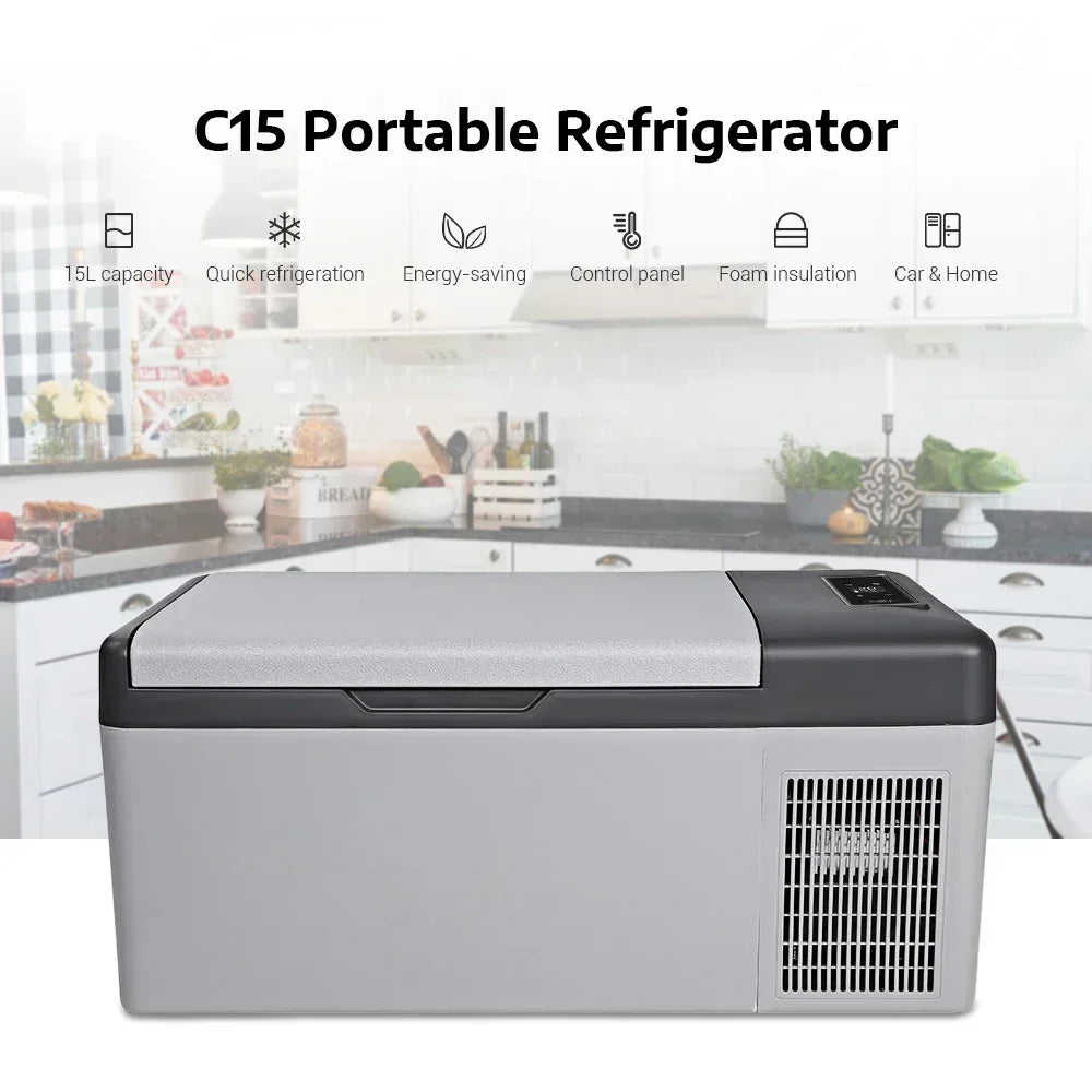 12 Volt Car Refrigerator Portable Freezer Car Fridge Portable RV Electric Compressor Cooler with App Control 15L