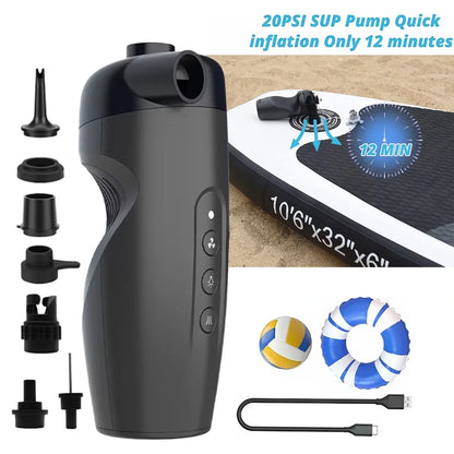 Electric Air Pumps Wireless Inflator Plastic Rechargeable for Camping Gear Paddle Board Pool Toys Tire Quick Inflation