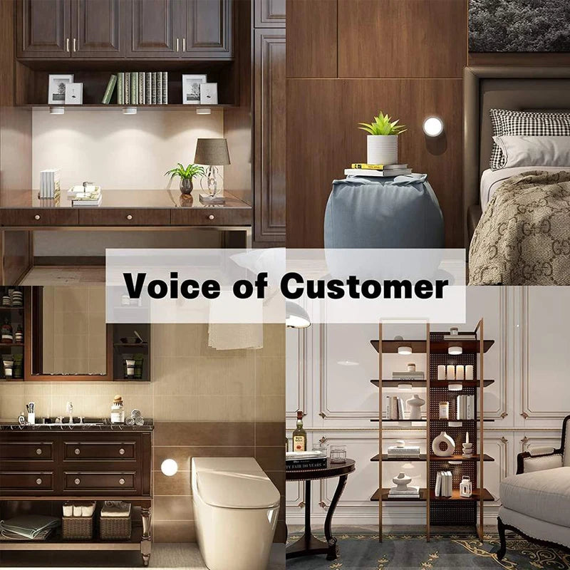 Smart Remote Control Cabinet Light Battery Powered Night Light Dimmable Warm/White Light Kitchen Light Closet Aisle Stairs Light