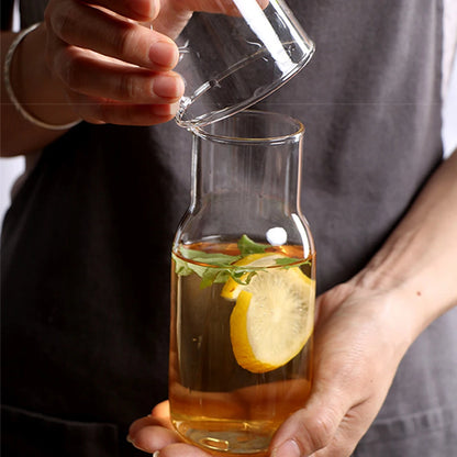 Water Carafe with Tumbler Glass Cold Hot Water Bottle Cup Sets Bedside Water Pitcher High Temperature Resistance Bottle