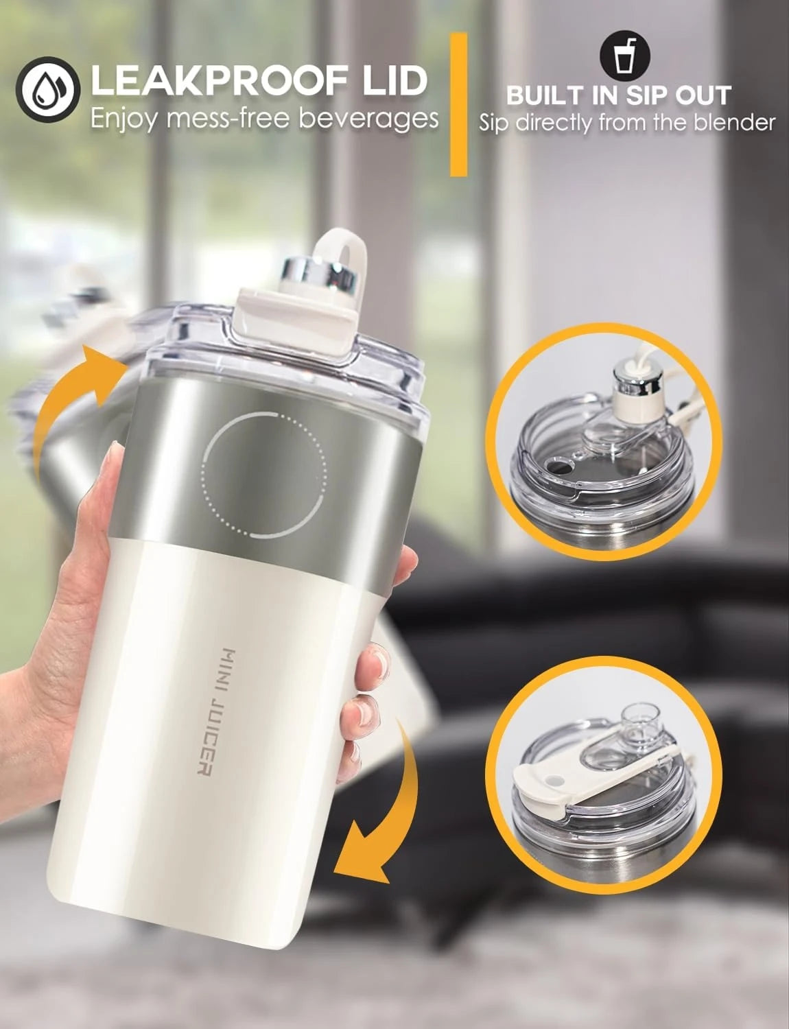 Vacuum Insulated Blender for Fruits and Vegetables - Rechargeable Portable Blenders with Stainless Steel Blade