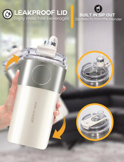 Vacuum Insulated Blender for Fruits and Vegetables - Rechargeable Portable Blenders with Stainless Steel Blade