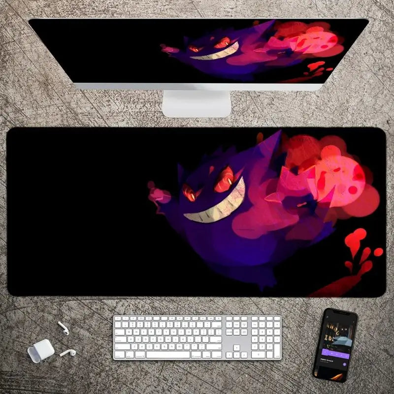 MINISO P-Pokemon-Gengar Grande Mousepad Large Gaming Mouse Pad Lock Edge Thickened Computer Keyboard Table Desk Mat