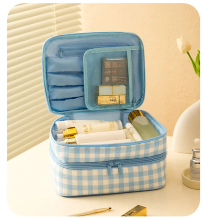 Storage Organizer Large Capacity Makeup Bag Portable Double-layer Clothing Storage Bag Handheld Waterproof Toiletry Bag Girl