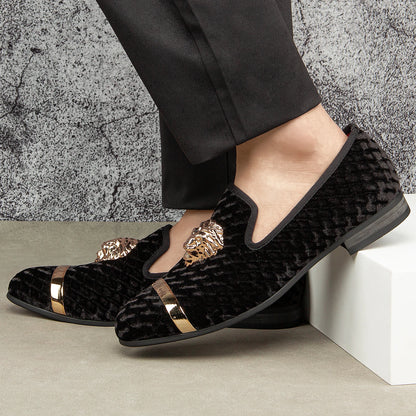 Luxury Brand Loafers Diamond Velvet Men Dress Wedding Shoes Rivets Casual Flats Designer Sneakers