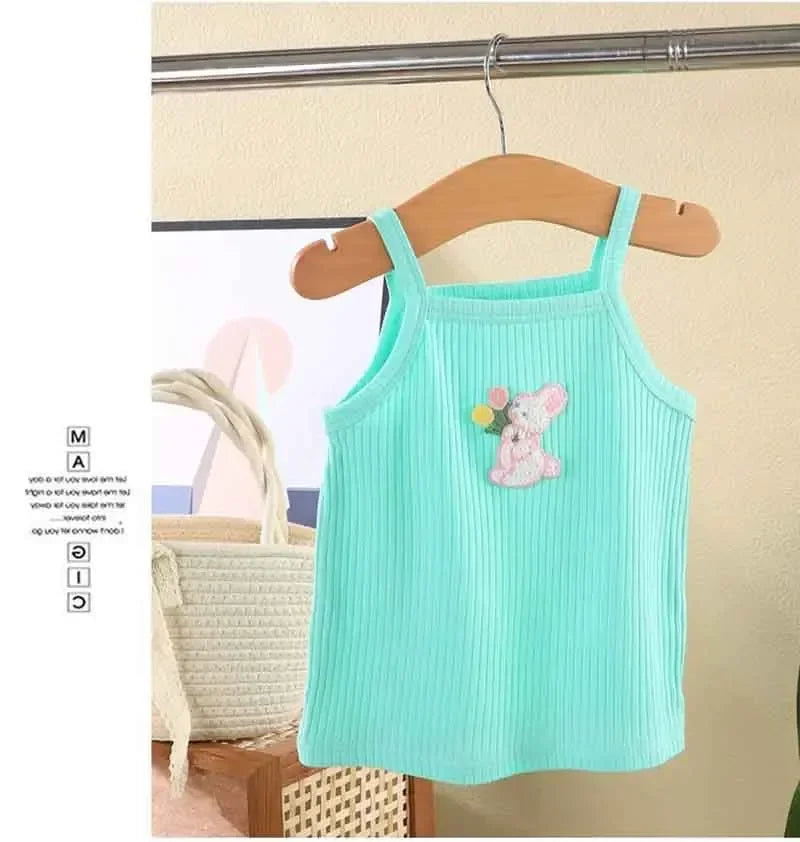 Baby Girls T-shirts for Kids Summer Sleeveless Knitted Tops Vest Outfits Girls Cute Halter Tops Tees Children Clothing 1-12 Year