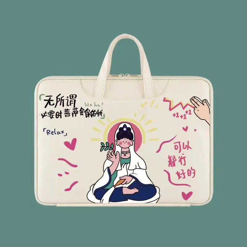 Cute Laptop Bag 13.3 14 15 15.6 Inch Waterproof Shockproof Notebook Case For Macbook Air Pro 13.6 16 Dell Xiaomi Huawei Handbag